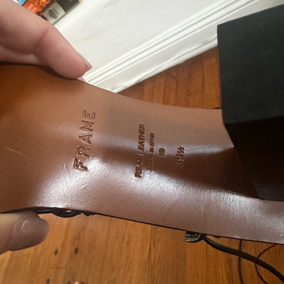 Frame Denim Le Doheny Black leather strappy lace up Sandals heels 8.5 - Picture 7 of 9